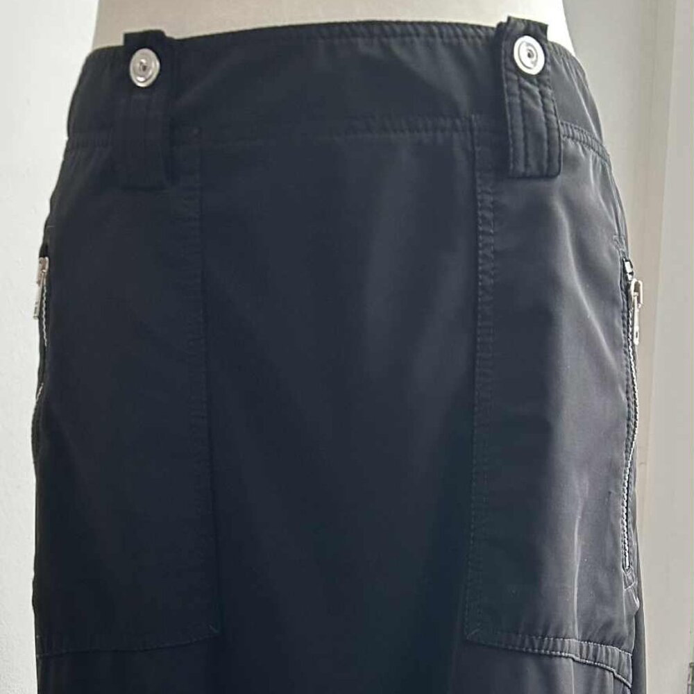 Marc Cain Black Sculptural Technical Skirt with Tie Hems & Pockets – US M